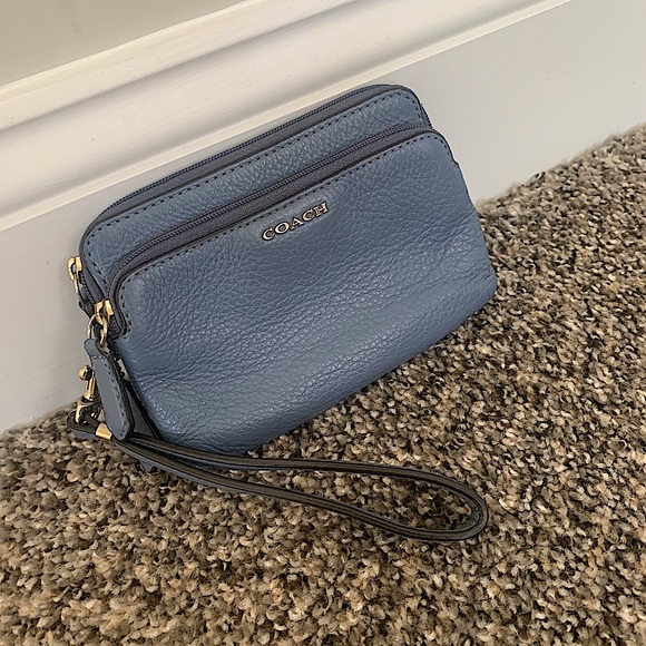 Coach Handbags - Coach Blue Leather Wristlet